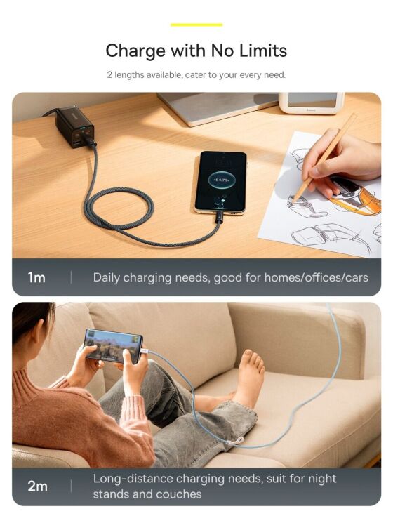 Кабель Baseus Dynamic Series USB to Type-C (100W, 2m) CALD000702 - White: фото 17 з 20