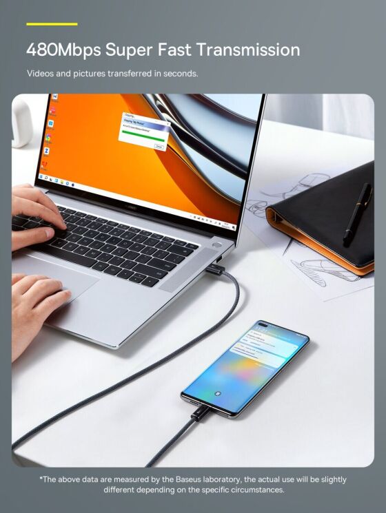 Кабель Baseus Dynamic Series USB to Type-C (100W, 2m) CALD000702 - White: фото 15 з 20