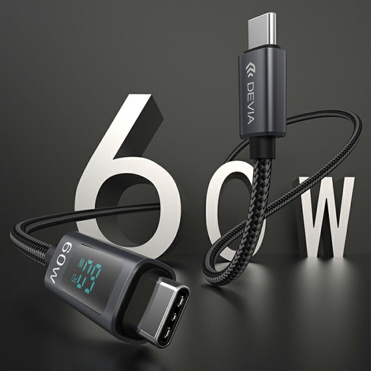 Кабель DEVIA EC313 Extreme Speed Series Type-C to Type-C 60W (3A, 1.2m) - Black: фото 6 з 8