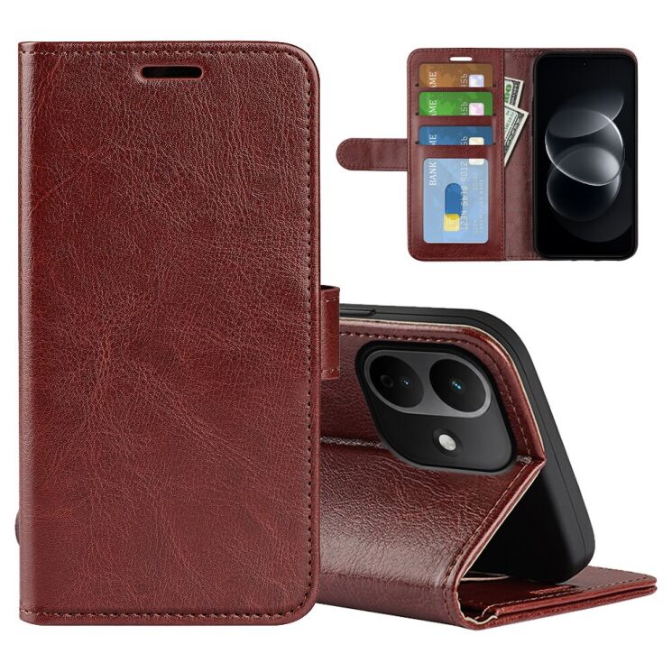 Класичний чохол-книжка Deexe Wallet Style для Xiaomi Redmi Note 17 Pro - Brown (429525Z) Класичний чохол-книжка Deexe Wallet Style для Xiaomi Redmi Note 17 Pro - Brown: фото 4 з 8