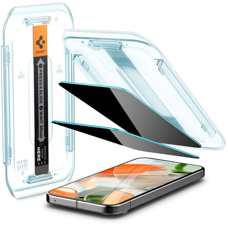 Комплект защитных стекол Spigen (SGP) GLAS.tR EZ Fit Privacy для Google Pixel 9 Pro XL (AGL09313): фото 2 из 13