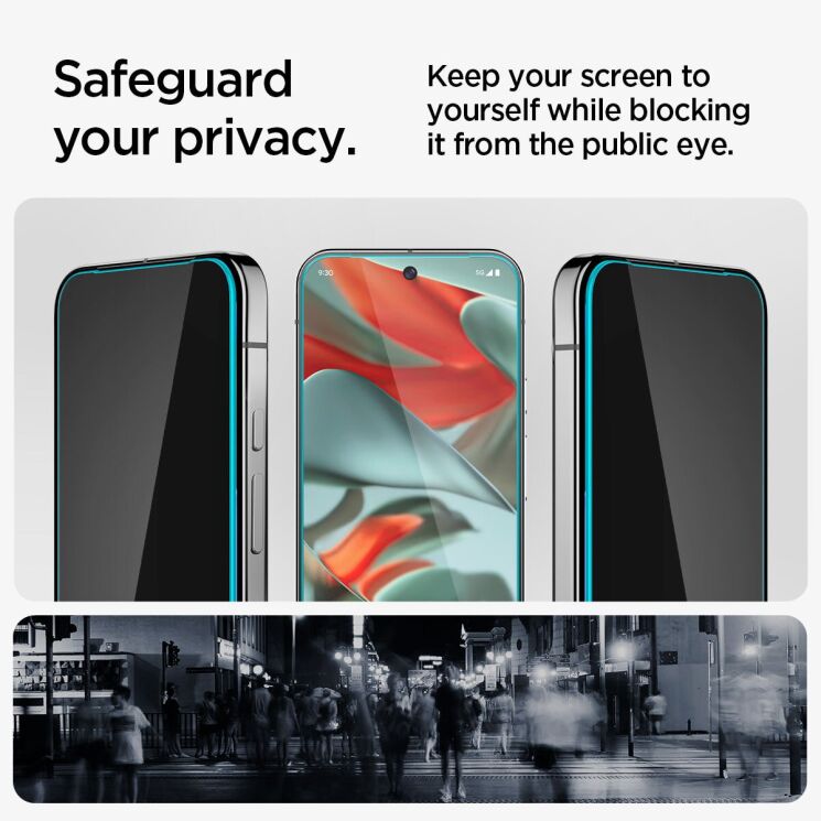 Комплект защитных стекол Spigen (SGP) GLAS.tR EZ Fit Privacy для Google Pixel 9 Pro XL (AGL09313): фото 11 из 13