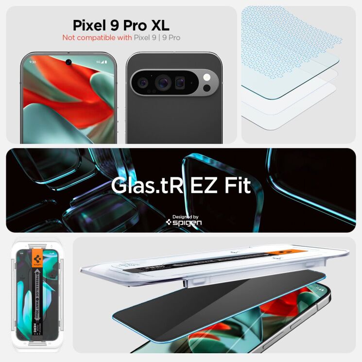Комплект защитных стекол Spigen (SGP) GLAS.tR EZ Fit Privacy для Google Pixel 9 Pro XL (AGL09313): фото 8 из 13