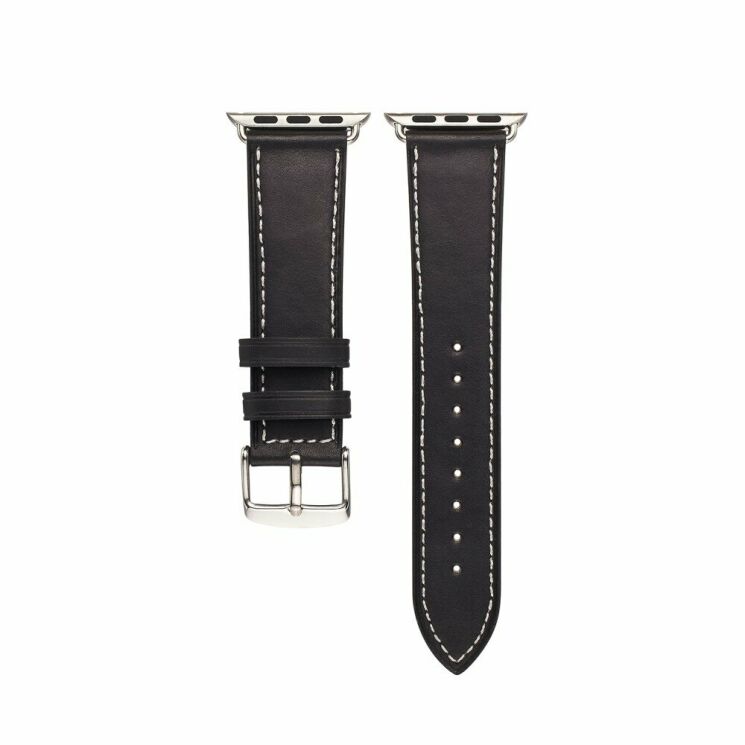 Шкіряний ремінець Deexe Classic для Apple Watch 42 (Series 10) / 41 / 40 / SE 40 / 38 - Black: фото 2 з 6