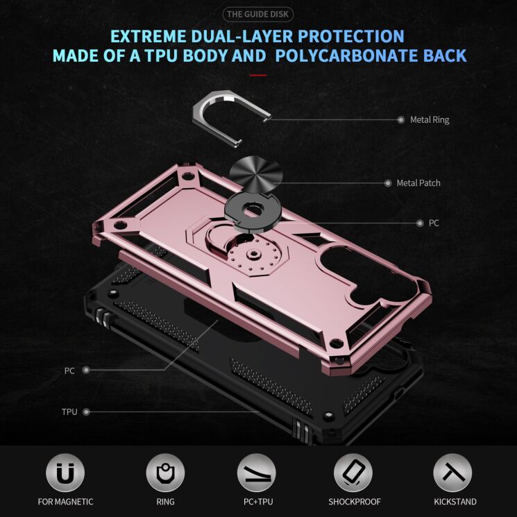 Противоударный чехол с подставкой Deexe Armor Case для Samsung Galaxy S26 FE - Blackish Green: фото 6 из 7