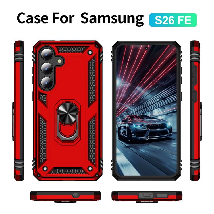 Противоударный чехол с подставкой Deexe Armor Case для Samsung Galaxy S26 FE - Blackish Green: фото 3 из 7