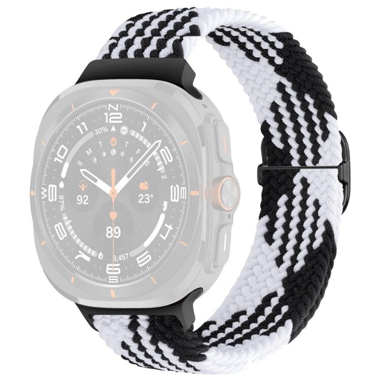 Ремешок Deexe Braided Strap для Samsung Galaxy Watch Ultra (47mm) - Black / White: фото 1 из 7