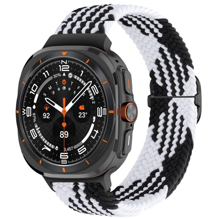Ремешок Deexe Braided Strap для Samsung Galaxy Watch Ultra (47mm) - Black / White: фото 2 из 7