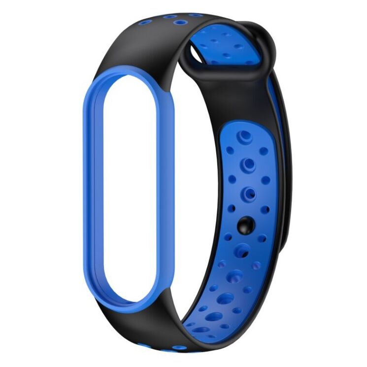 Ремешок Deexe Color Style для Xiaomi Mi Band 5 / Mi Band 6 / Mi Band 7 - Black / Blue: фото 1 из 1