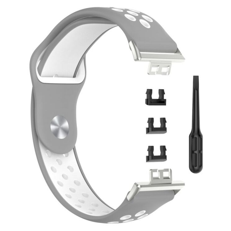 Ремешок Deexe Dot Color для Huawei Watch Fit - Grey / White: фото 4 из 5