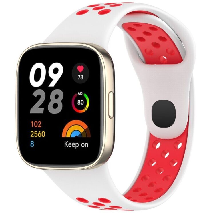 Ремінець Deexe Dot Color для Xiaomi Redmi Watch 3 - White / Red: фото 5 з 7