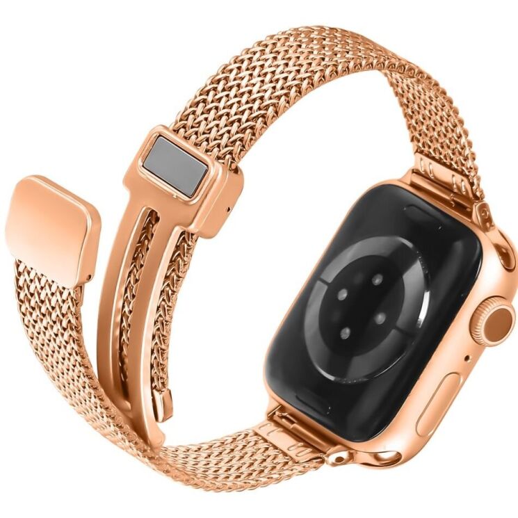 Ремінець Deexe Milanese Band для Apple Watch 42 (Series 10) / 41 / 40 / SE 40 / 38 - Rose Gold: фото 3 з 6