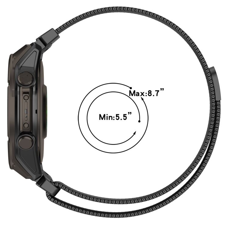 Ремешок Deexe Milanese Stainless Steel для часов Garmin с креплением Quick Fit 26mm - Black: фото 10 из 11