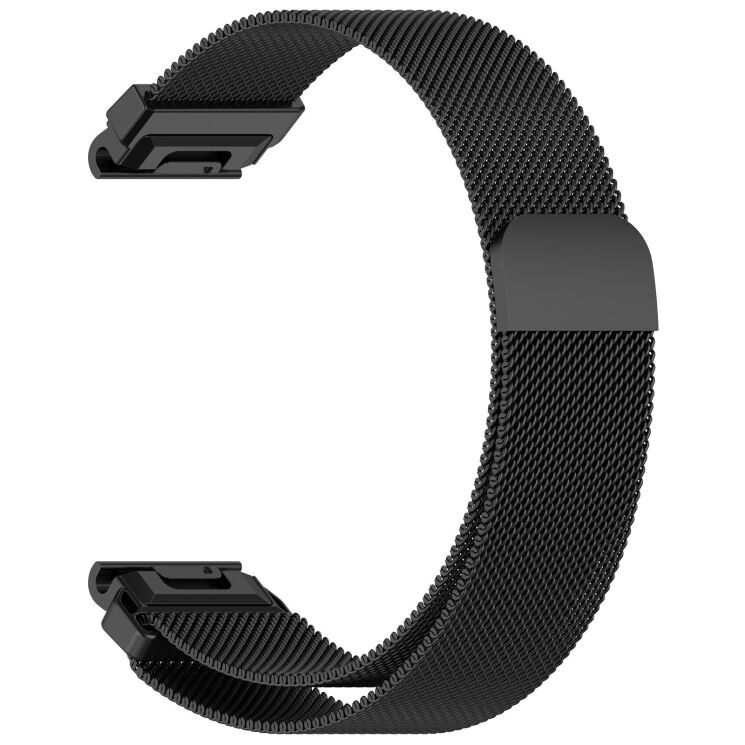 Ремешок Deexe Milanese Stainless Steel для часов Garmin с креплением Quick Fit 26mm - Black: фото 4 из 11
