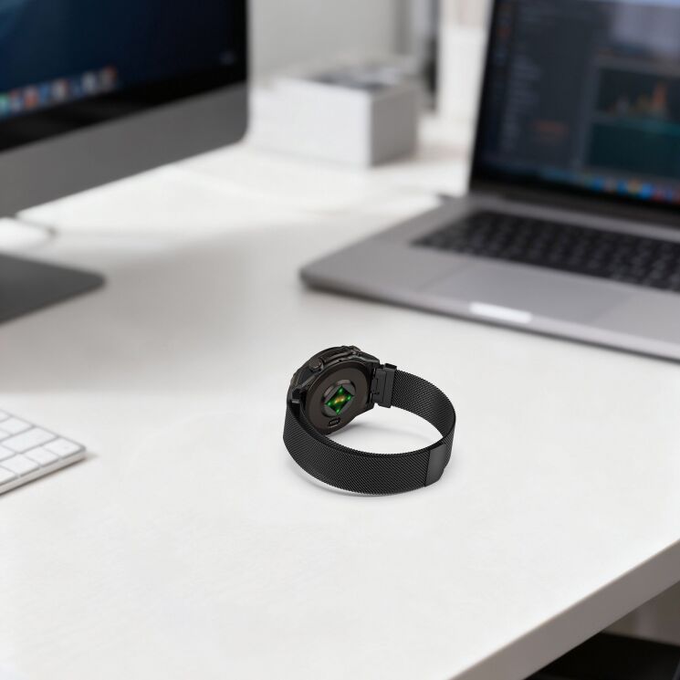 Ремешок Deexe Milanese Stainless Steel для часов Garmin с креплением Quick Fit 26mm - Black: фото 7 из 11