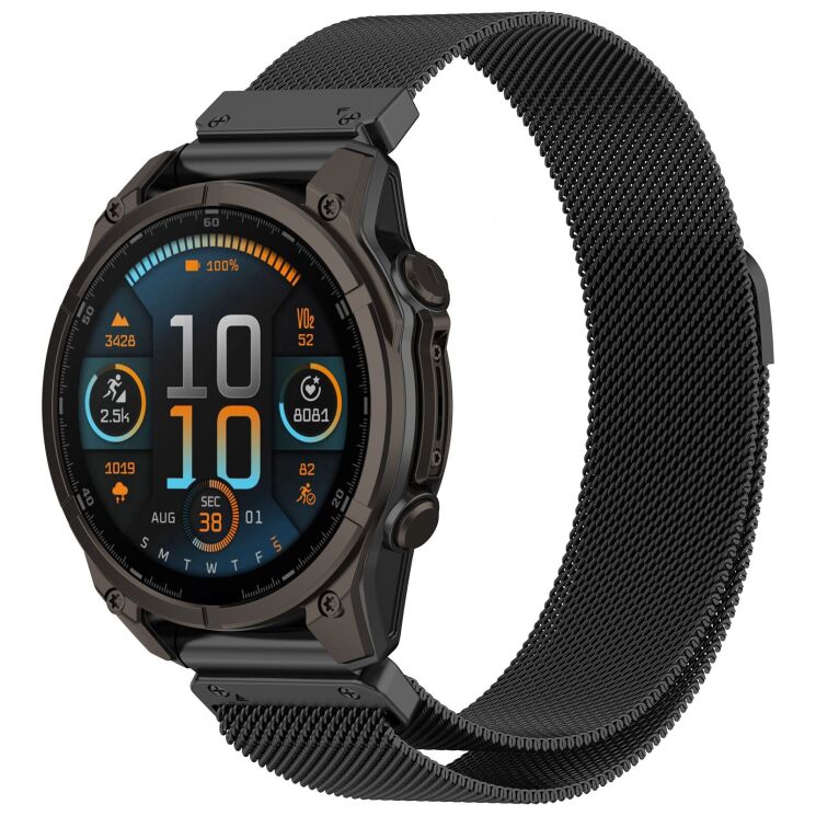 Ремешок Deexe Milanese Stainless Steel для часов Garmin с креплением Quick Fit 26mm - Black: фото 2 из 11
