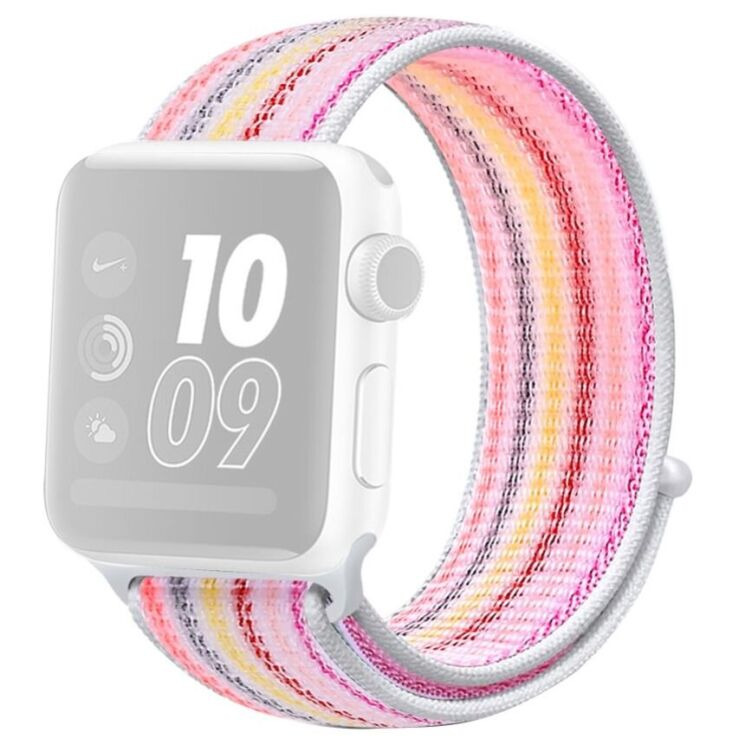 Ремінець Deexe Nylon Loop для Apple Watch 46 / 45 / 44 / SE 44 / 42 (Series 1-3) / Ultra / Ultra 2 / Ultra 3 - Pinstripe Pink: фото 1 з 6