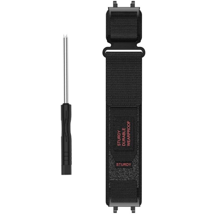 Ремінець Deexe Nylon Magic Tape для Xiaomi Amazfit T-ReX 3 - Black: фото 2 з 4