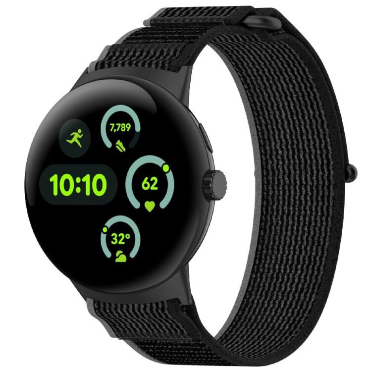 Ремешок Deexe Nylon Strap для Google Pixel Watch 3 (45mm) - Black / Grey: фото 2 из 6