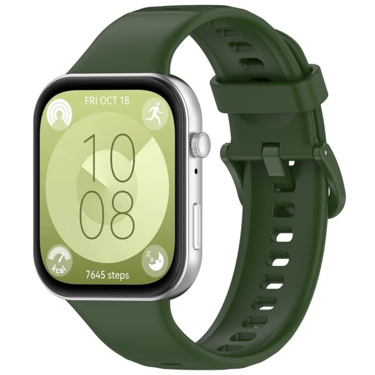 Ремінець Deexe Soft Silicone для Huawei Watch Fit 3 - Army Green: фото 4 з 7