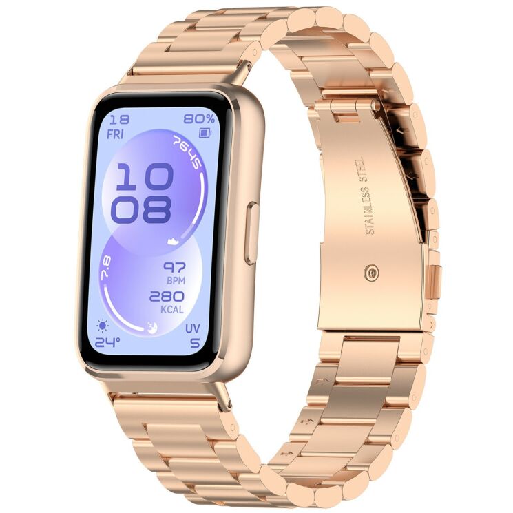 Ремешок Deexe Stainless Steel для Huawei Band 11 Pro / Band 11 - Rose Gold (410603RG) Ремешок Deexe Stainless Steel для Huawei Band 11 Pro / Band 11 - Rose Gold: фото 2 из 10