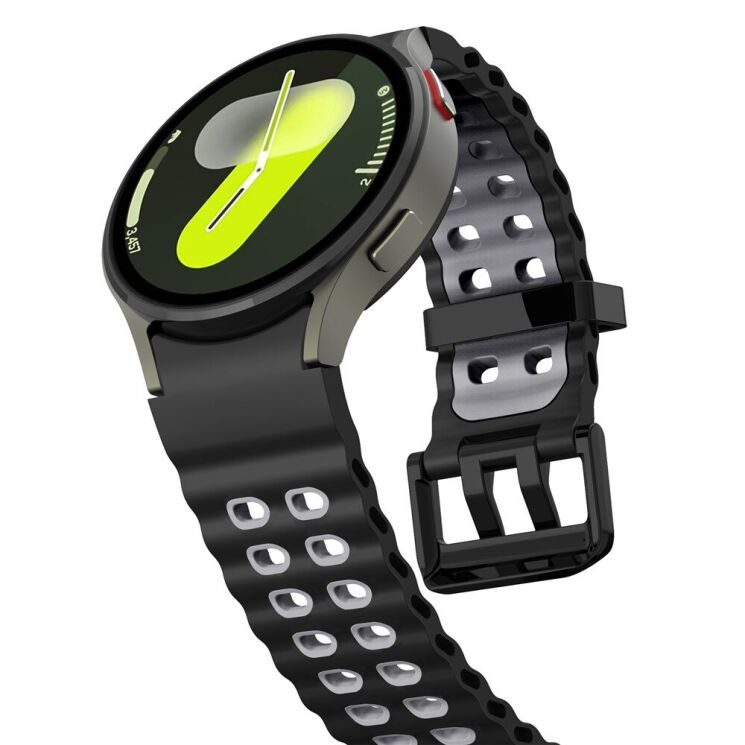 Ремінець KALEBOL Ocean Strap для Samsung Galaxy Watch 4 / 4 Classic / 5 / 5 Pro / 6 / 6 Classic / 7 / FE - Black / Grey: фото 5 з 9