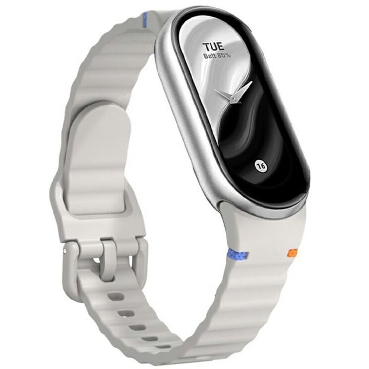 Ремешок Reframe Wavy Pattern для Xiaomi Mi Smart Band 8 / 9 / 10 - Light Grey: фото 2 из 12