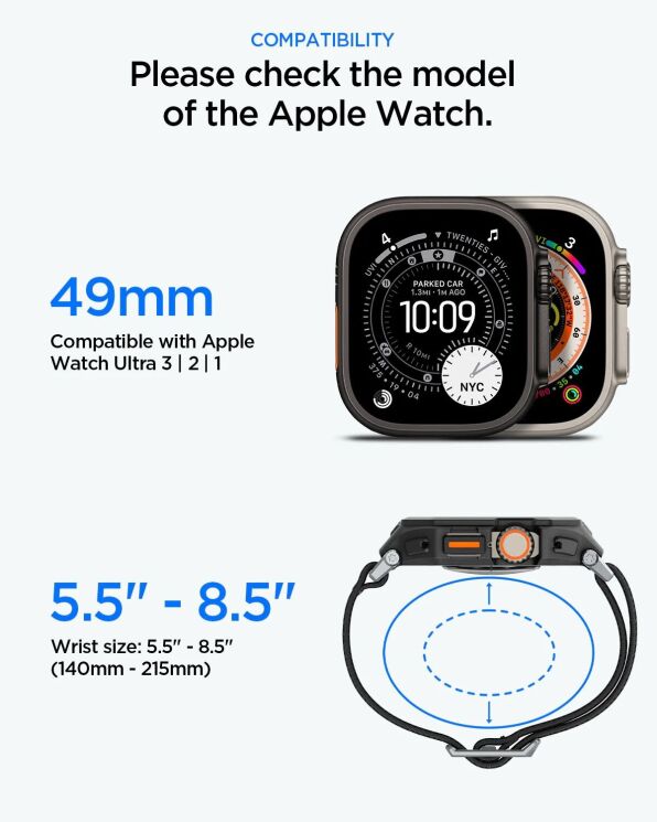Ремінець Spigen Lite Fit Pro with Screen Protector для Apple Watch Ultra / Ultra 2 / Ultra 3 (49mm) ACS11415 - Black: фото 9 з 15