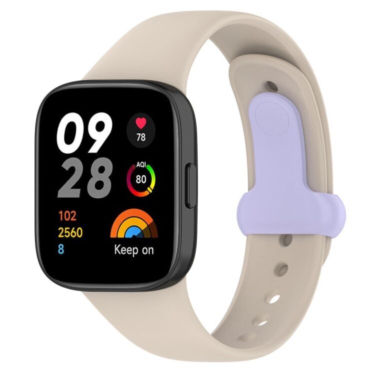 Ремінець UniCase Silicone Strap для Xiaomi Redmi Watch 3 - Ivory White / Light Purple: фото 5 з 7