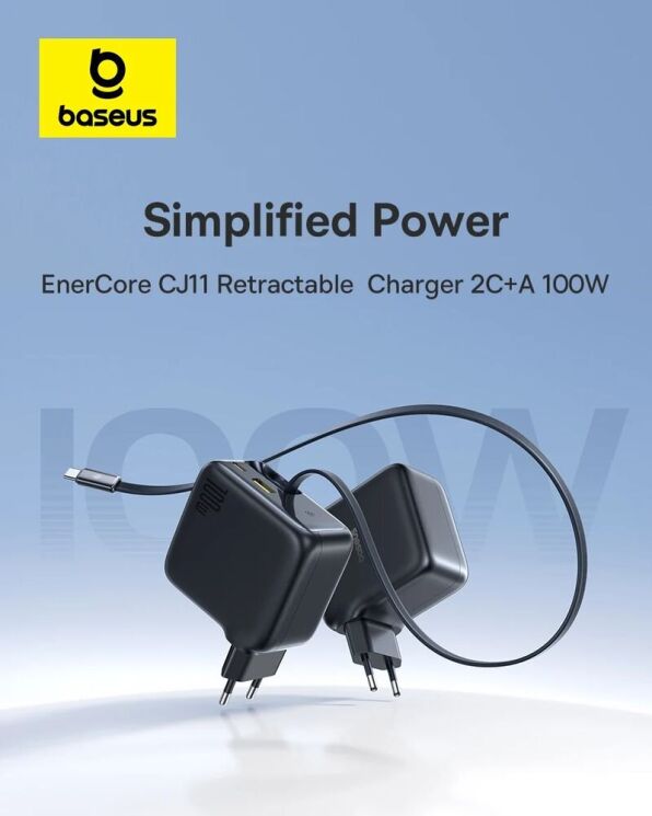 Сетевое зарядное устройство Baseus EnerCore CJ11 2C+U (100W) + кабель Type-C (E0120M00) - Black: фото 6 из 19