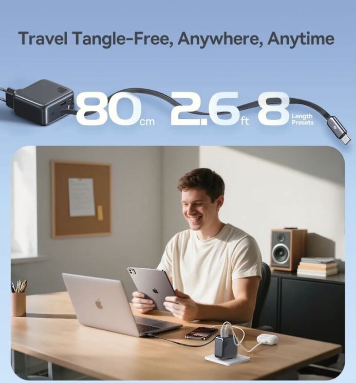 Сетевое зарядное устройство Baseus EnerCore CJ11 2C+U (100W) + кабель Type-C (E0120M00) - Black: фото 13 из 19