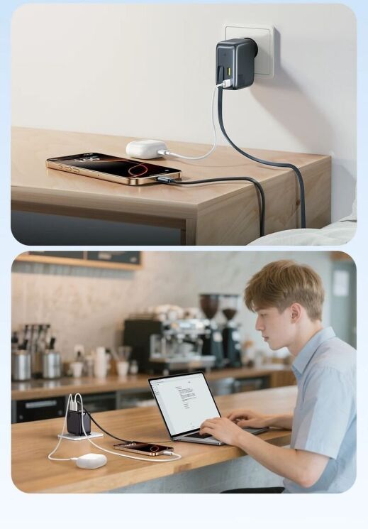 Сетевое зарядное устройство Baseus EnerCore CJ11 2C+U (100W) + кабель Type-C (E0120M00) - Black: фото 14 из 19