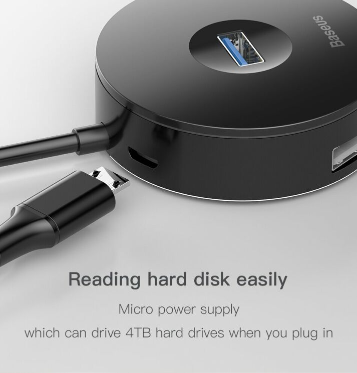 USB HUB BASEUS Round Box Type-C to USB 3.0 + 3USB 2.0 - Black: фото 12 из 20