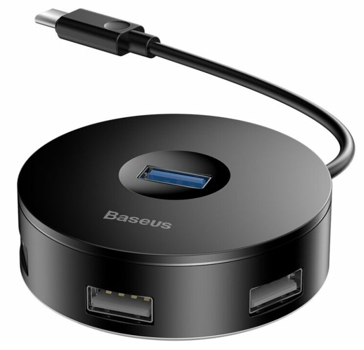 USB HUB BASEUS Round Box Type-C to USB 3.0 + 3USB 2.0 - Black: фото 2 из 20