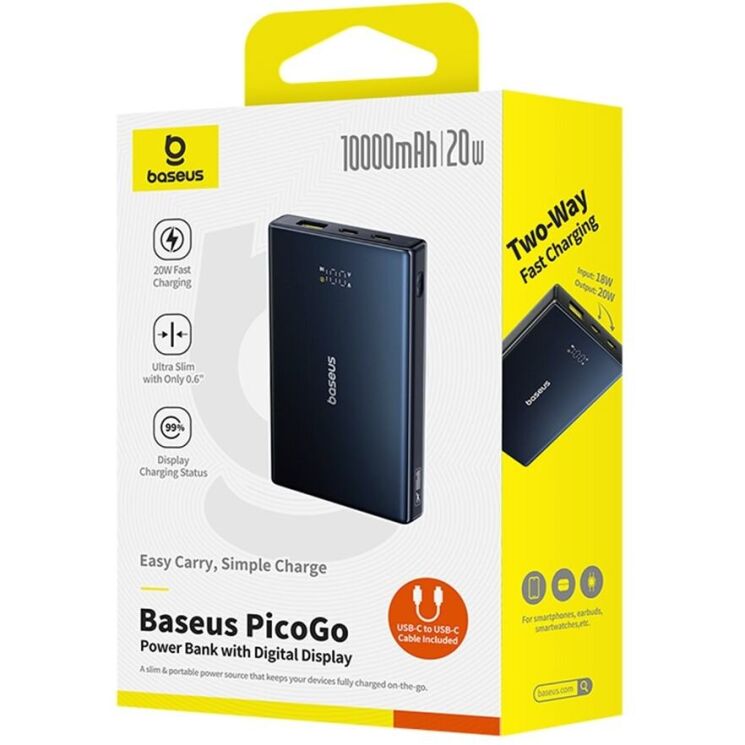 Зовнішній акумулятор Baseus PicoGo 20W (10000mAh) P10076801123-00 - Black: фото 6 з 21