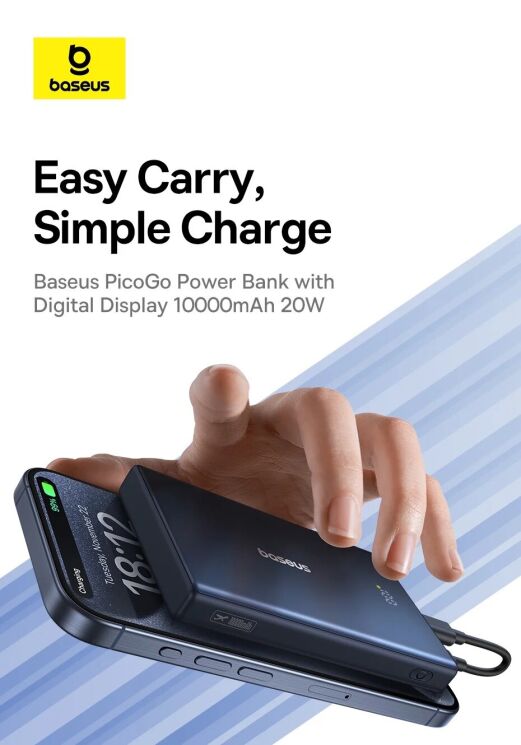 Зовнішній акумулятор Baseus PicoGo 20W (10000mAh) P10076801123-00 - Black: фото 8 з 21