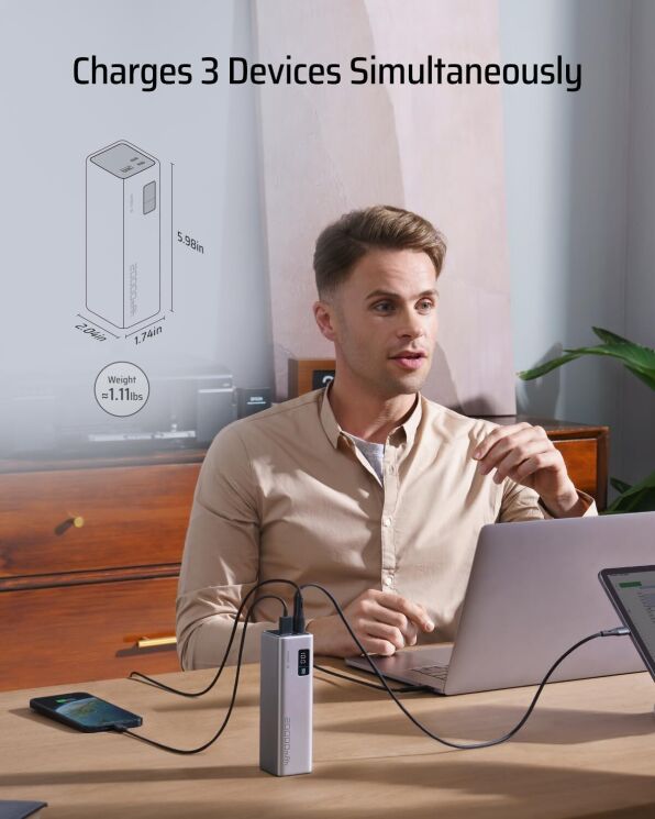 Зовнішній акумулятор CUKTECH PB200 85W (20000mAh) - Gray: фото 6 з 12