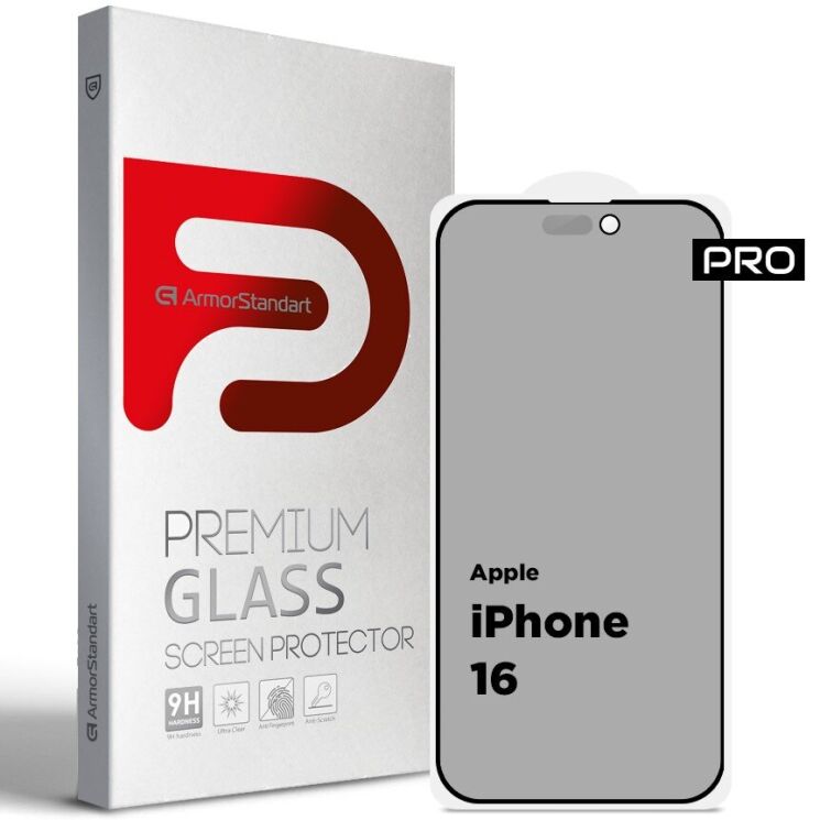 Захисне скло ArmorStandart Pro Anti-spy Matte для Apple iPhone 16 - Black: фото 1 з 1