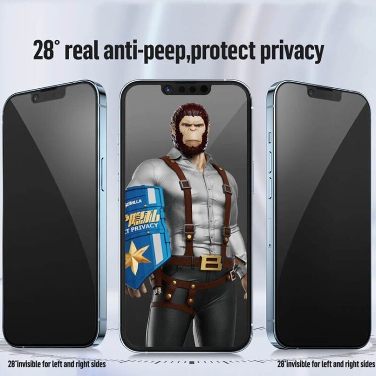 Захисне скло Blueo Full Cover Anti-Peep для Apple iPhone 16 Pro Max - Black: фото 2 з 3