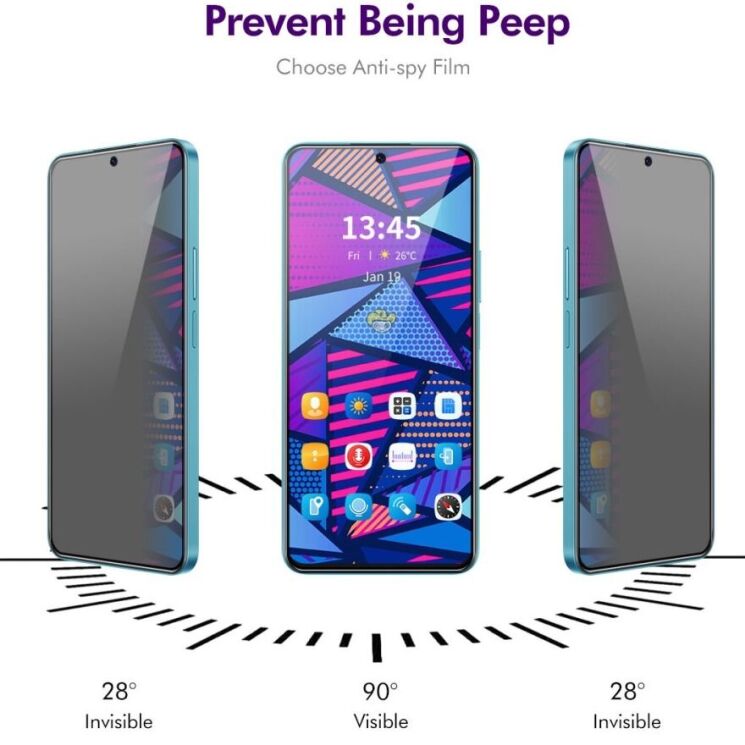 Защитное стекло HAT PRINCE Anti-Spy для Xiaomi Poco F7 Pro / F7 Ultra - Black: фото 3 из 7