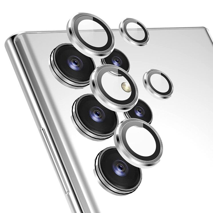 Защитное стекло на камеру (5шт) ENKAY 9H Lens Protector для Samsung Galaxy S23 Ultra - Silver: фото 1 из 8