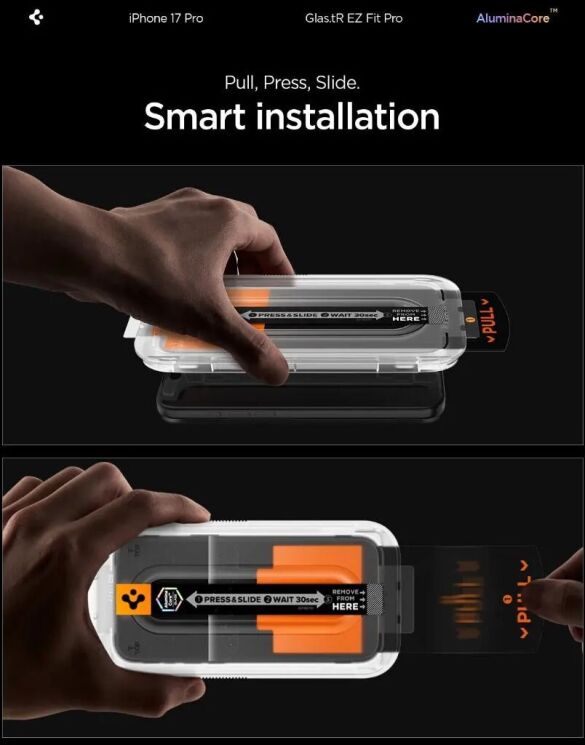 Защитное стекло Spigen (SGP) Glas.tR EZ Fit Pro для iPhone 16 Pro / 17 / 17 Pro (AGL10097): фото 12 из 13