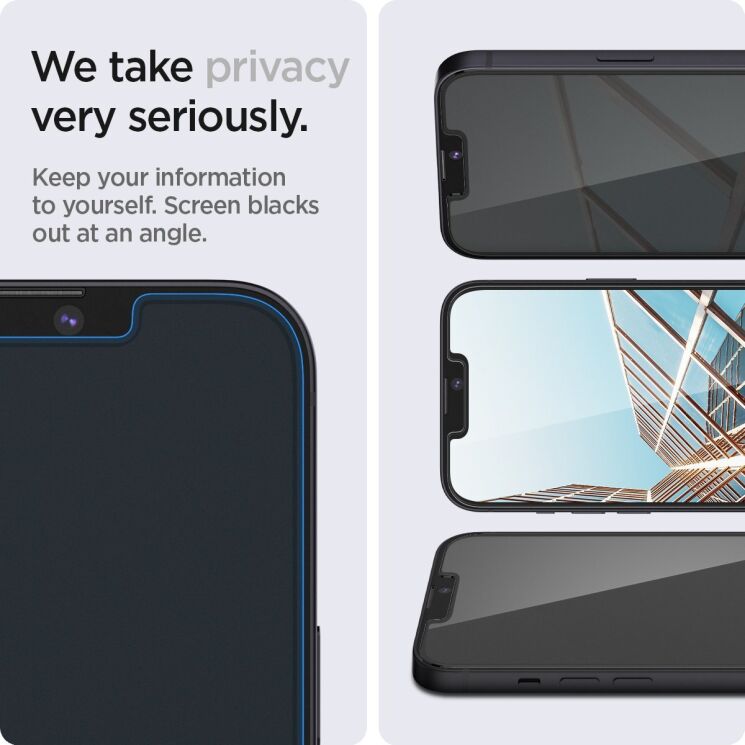 Захисне скло Spigen (SGP) Glas.tR SLIM Privacy для Apple iPhone 13 / 13 Pro / 14 / 16e: фото 5 з 7
