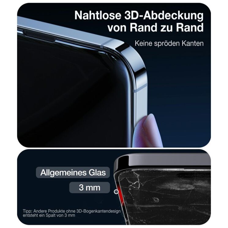 Захисне скло TORRAS Install Full Glue для Apple iPhone 14 Pro Max / 15 Plus - Black: фото 5 з 6