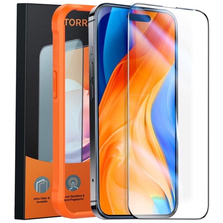 Захисне скло TORRAS Install Full Glue для Apple iPhone 14 Pro Max / 15 Plus - Black: фото 1 з 6