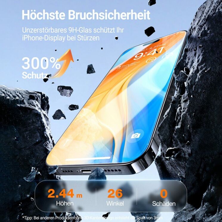 Захисне скло TORRAS Install Full Glue для Apple iPhone 14 Pro Max / 15 Plus - Black: фото 6 з 6