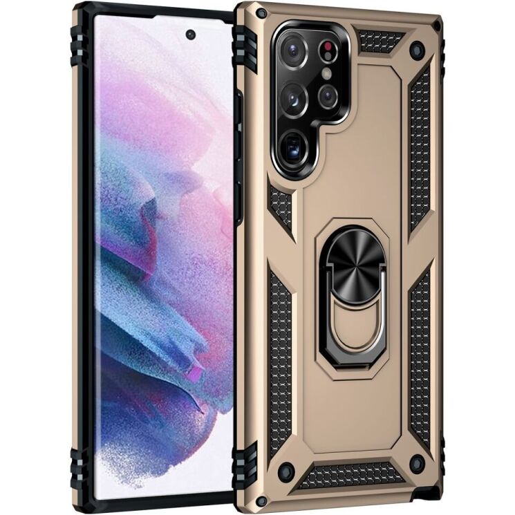 Защитный чехол Deexe Armor Case для Samsung Galaxy S22 Ultra (S908) - Gold: фото 2 из 8