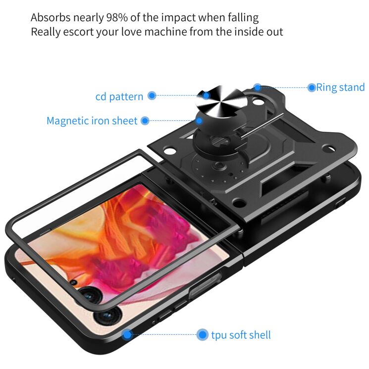 Защитный чехол Deexe Armor Case (FF) для Motorola Razr 50 / Razr 70 - Black: фото 3 из 8