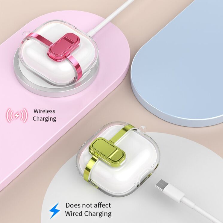 Захисний чохол Deexe Clear Luxe для Apple AirPods Pro 2 - Pink: фото 5 з 8
