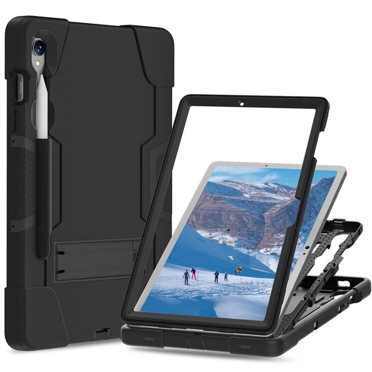 Захисний чохол Deexe Color Kickstand для Samsung Galaxy Tab S9 / S9 FE / S10 FE (X710/716/510/516/520/526) - Black: фото 3 з 12